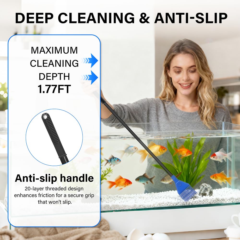 5 in 1 Fish Tank Cleaner Kit with 19 Inch Anti-Slip Handle T1514