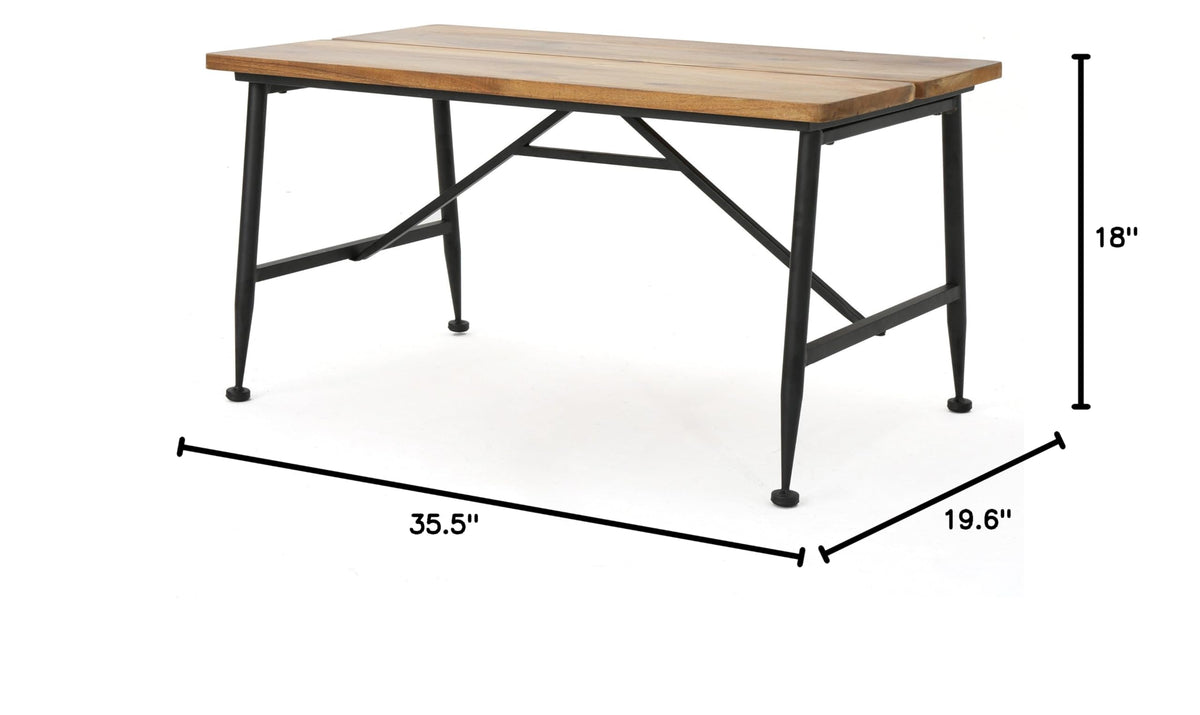 Acacia Wood Coffee Table with Iron Accents N735122