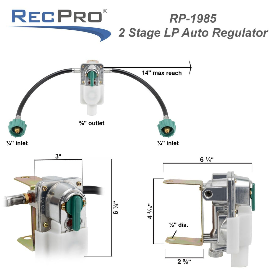 RV 2-Stage Auto Changeover Propane Regulator with Hose S997