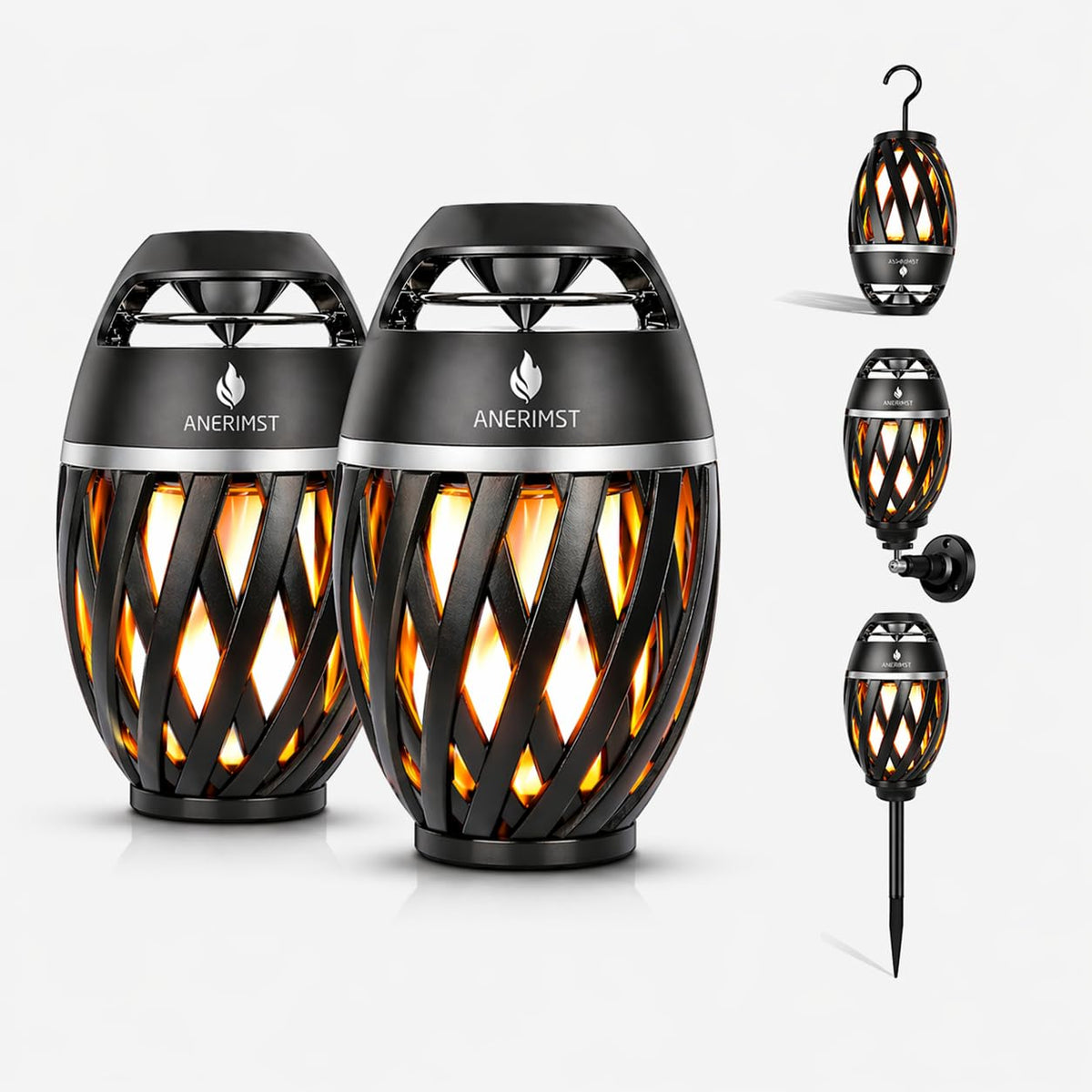 Black 2 Pack Waterproof Bluetooth Speaker with LED Torch Light X46280