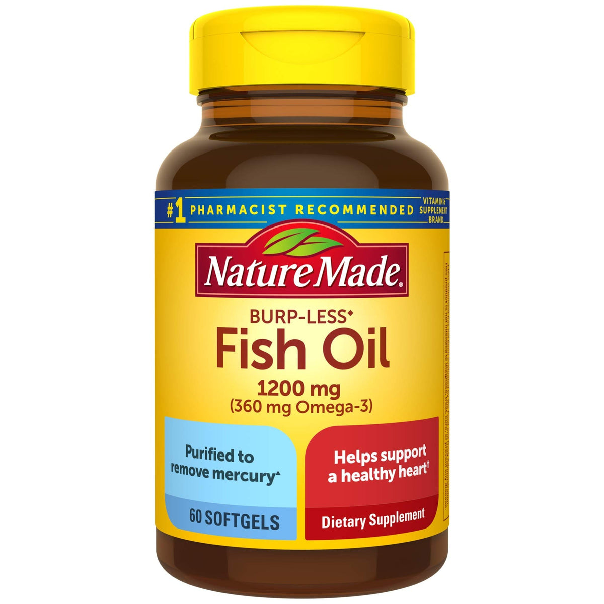 Fish Oil Omega 3 Supplement 1200 mg 60 Softgels I59143