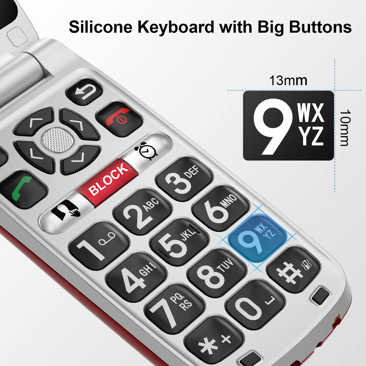Unlocked 4G Big Button Flip Cell Phone with SOS Button & Charging Dock P302497