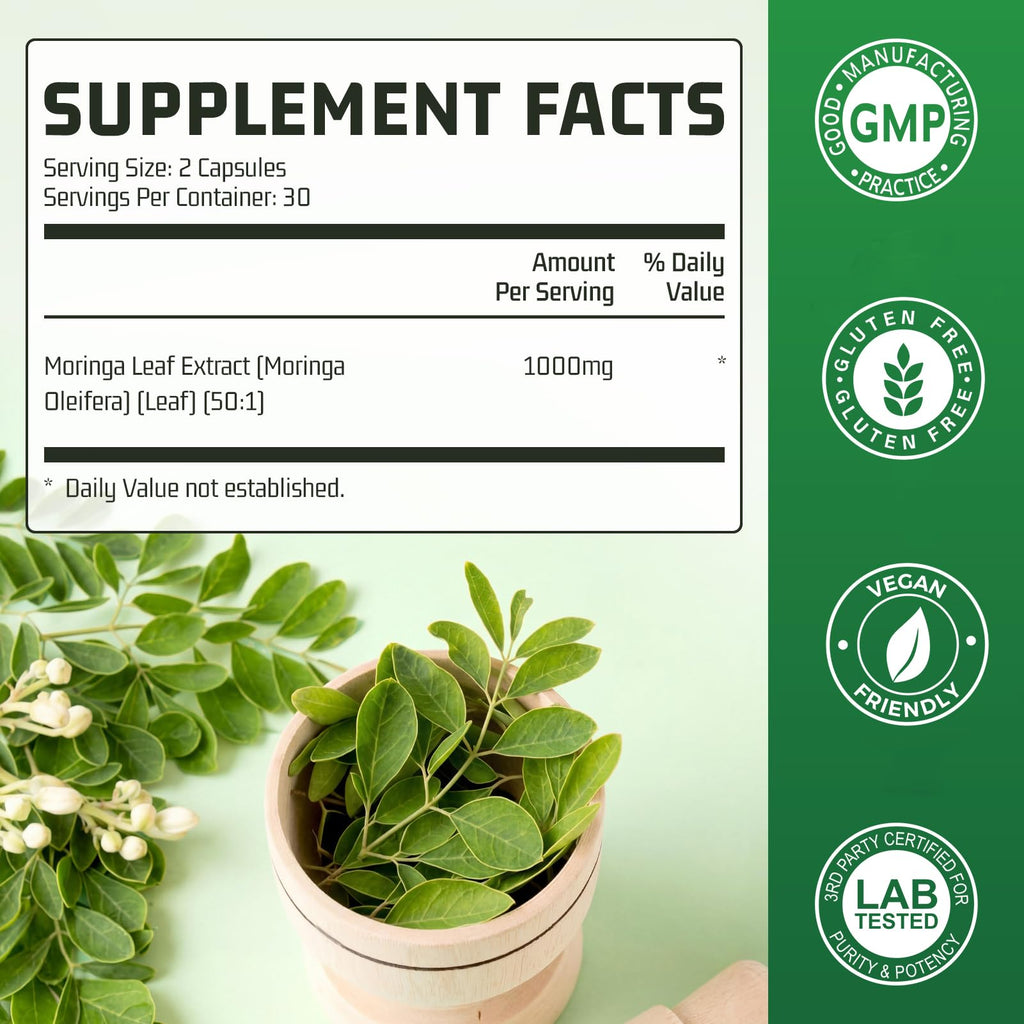 Moringa Capsules 1000mg 60 Count W571501