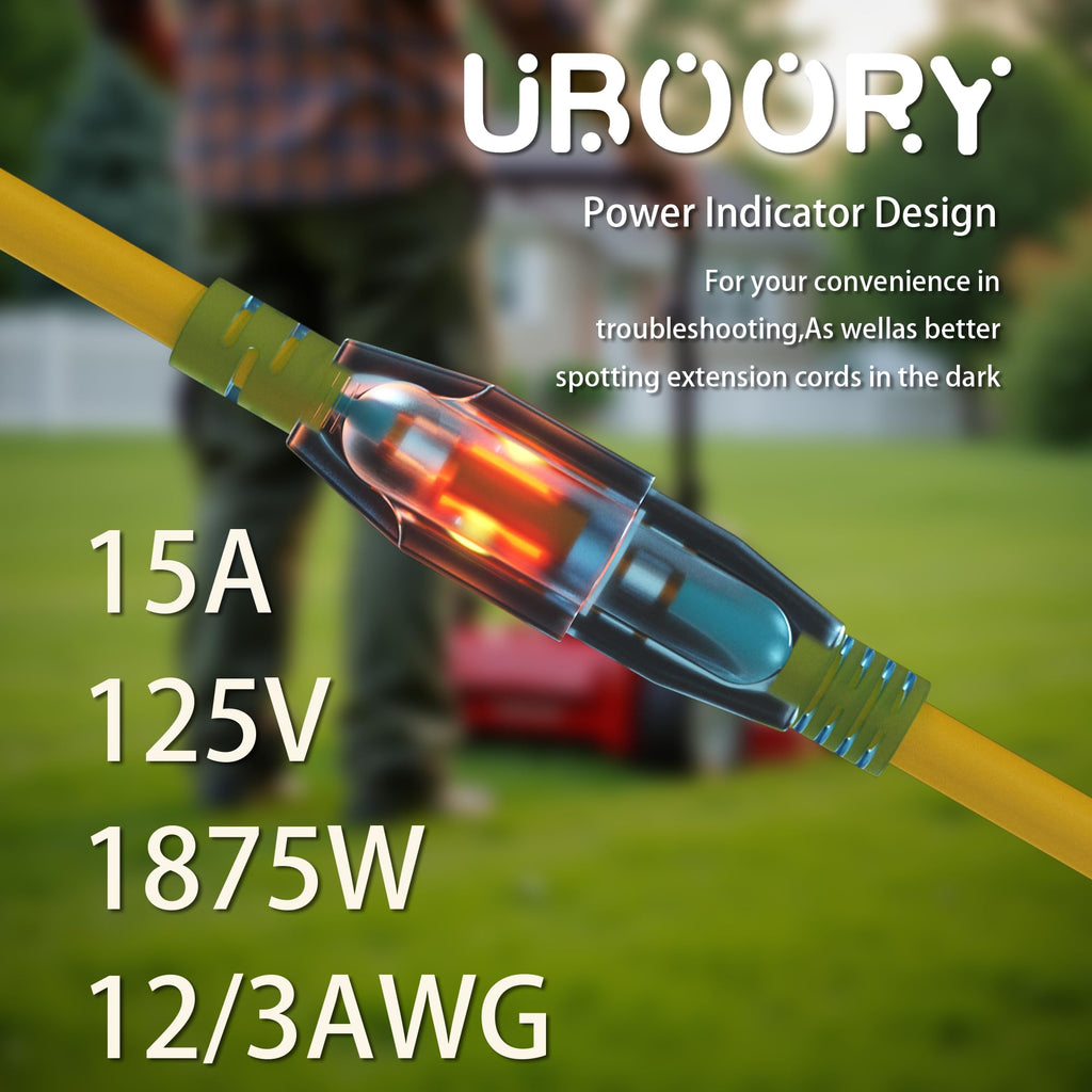 Waterproof 100 FT Yellow 12/3 SJTW Heavy Duty Extension Cord Z898416