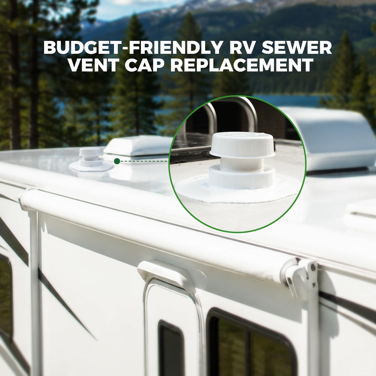White RV Vent Cap for 1 to 2 3/8" Pipe Z14755