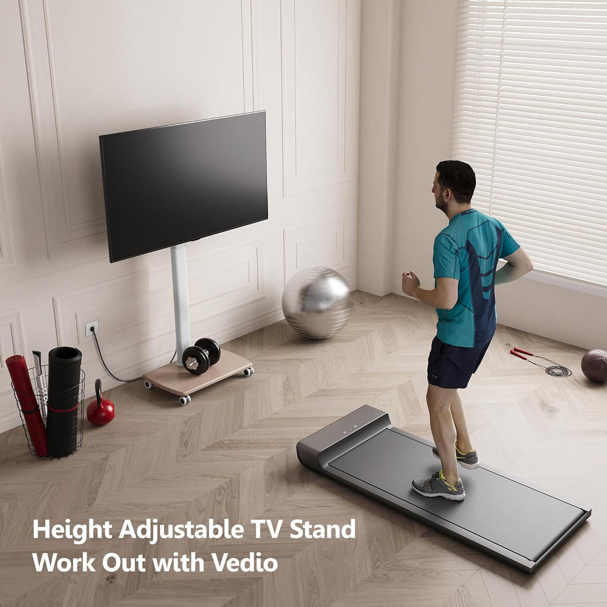 White Rolling TV Stand for 32-75 Inch TVs C3362