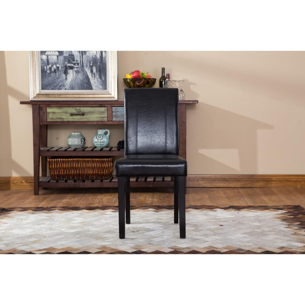 Black Faux Leather Parson Chair Set of 2 O46746
