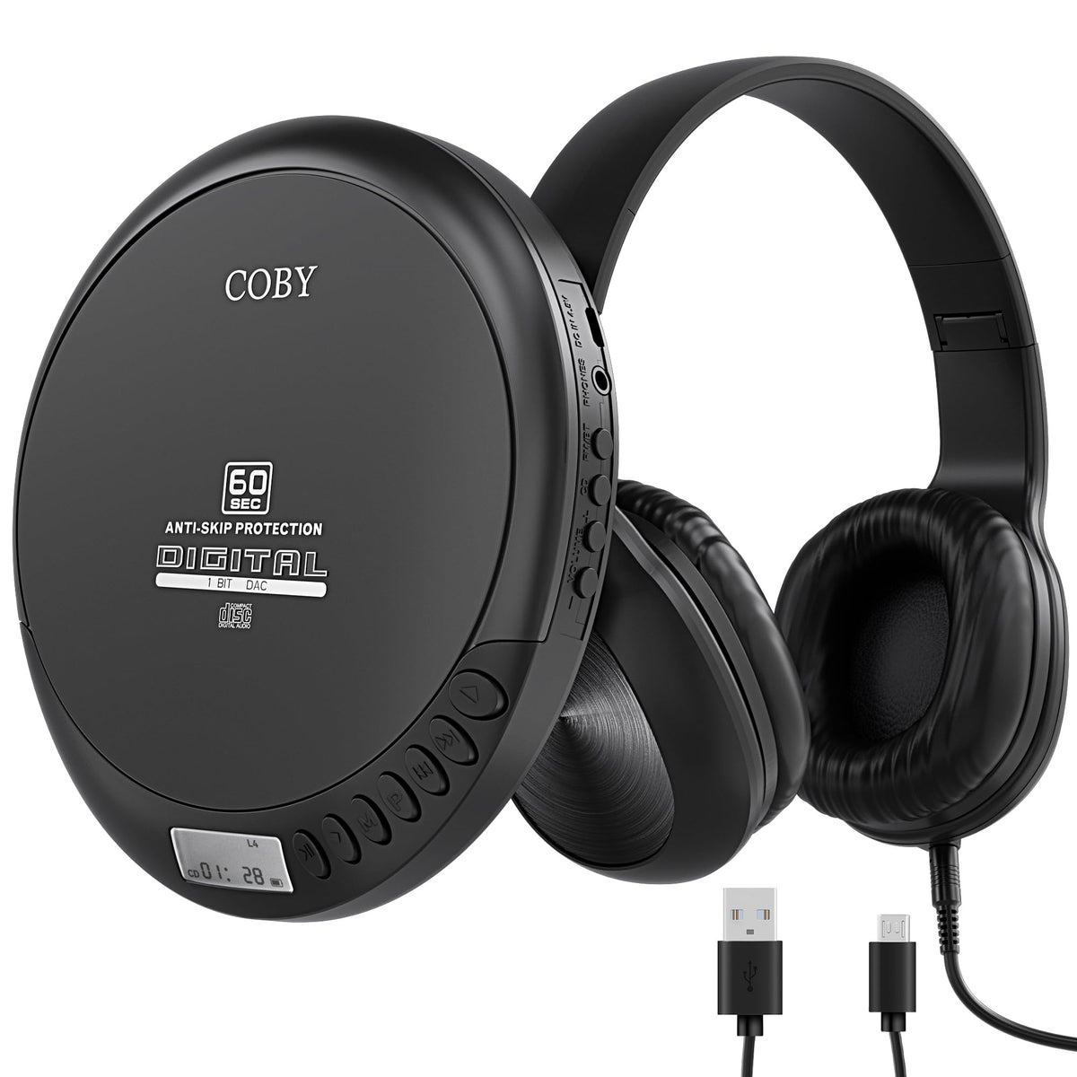 Portable CD Player with Headphones, FM Radio, Black G830