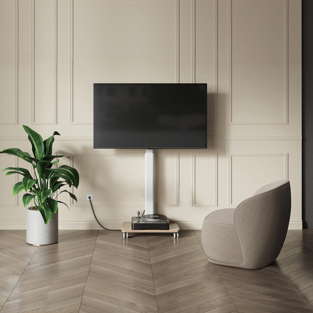 White Rolling TV Stand for 32-75 Inch TVs C3362