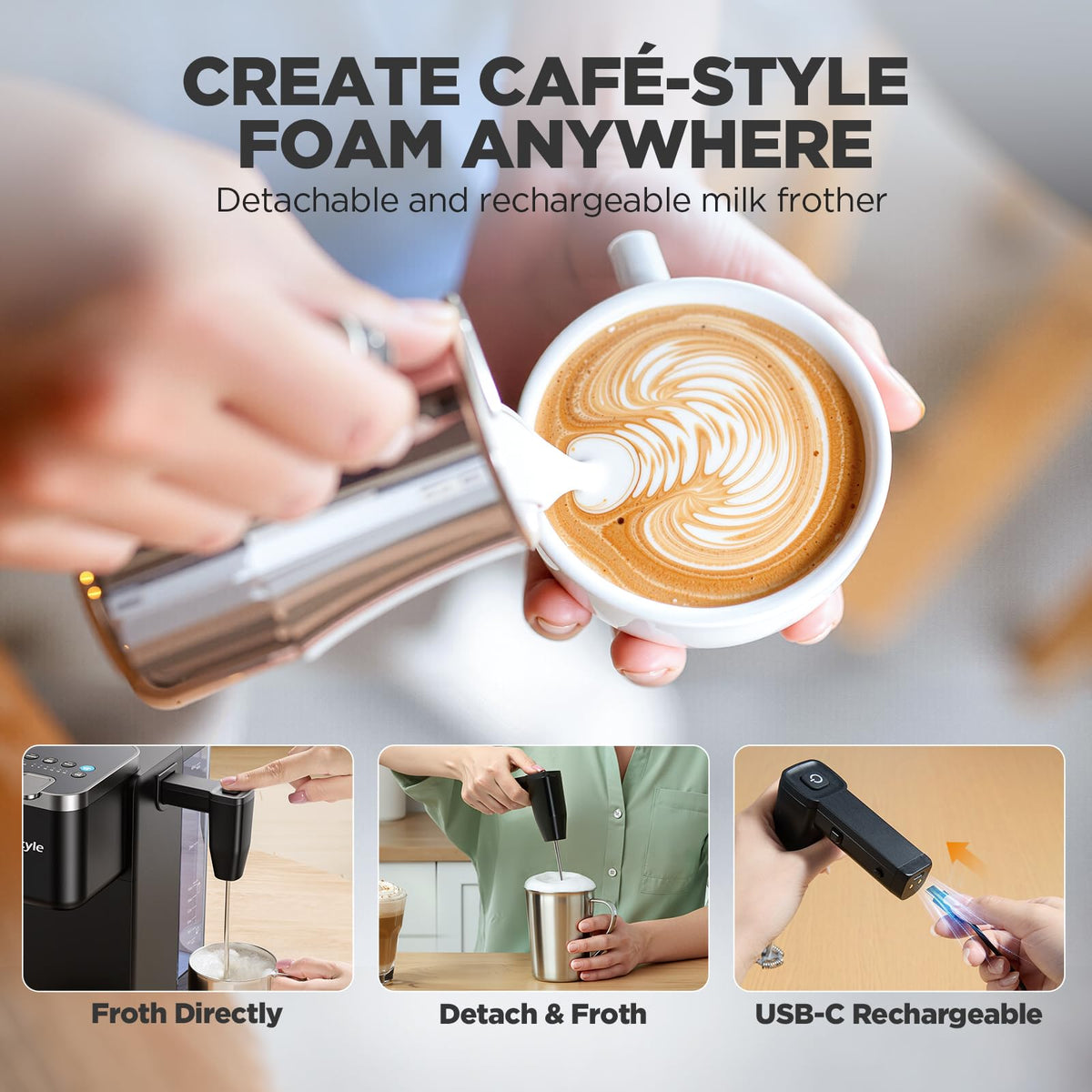 Single Serve Coffee Maker with Milk Frother F933
