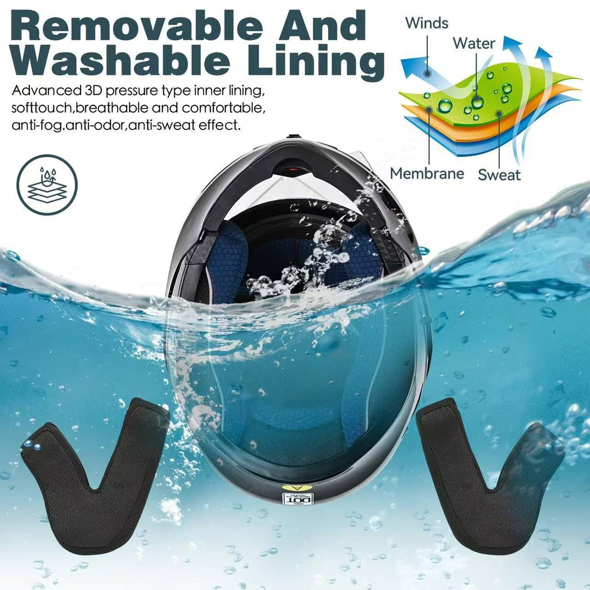 DOT Approved Flip Up Full Face Motorcycle Helmet with Dual Speakers and Microphone N55940