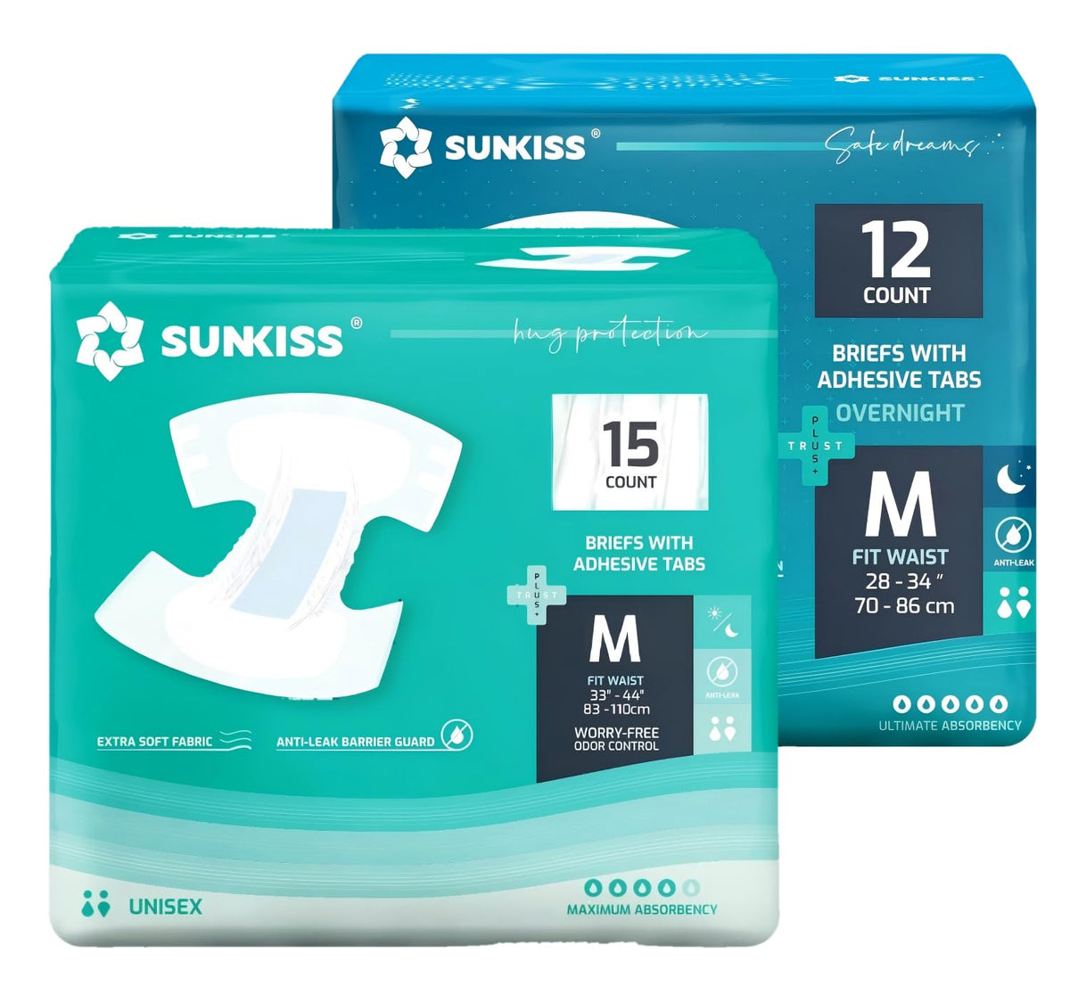 Adult Diapers M 15 Count & Overnight Adult Diapers M 12 Count X596
