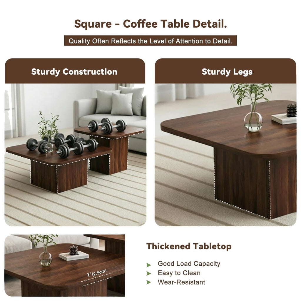 Nesting Coffee Tables Set of 2 Wood Square Y598
