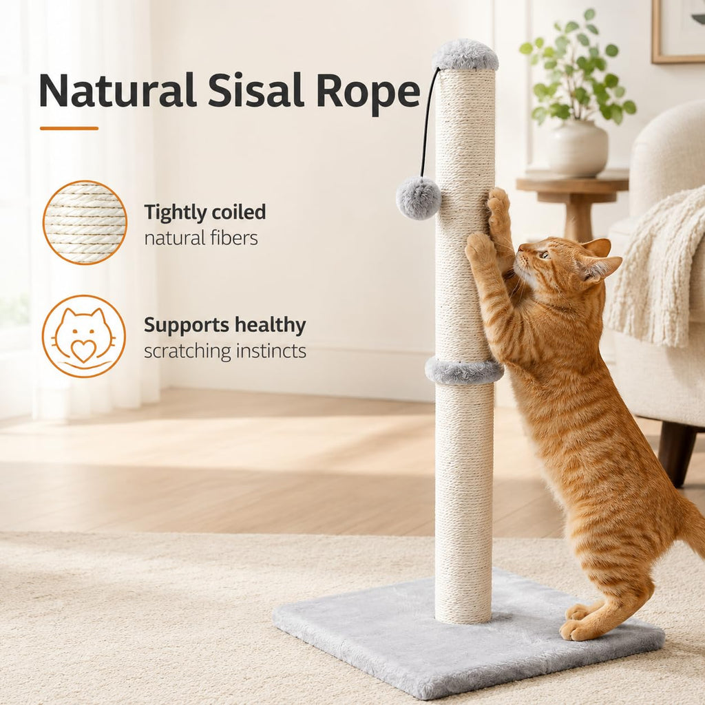 Tall Cat Scratching Post with Sisal Rope, Grey E86450
