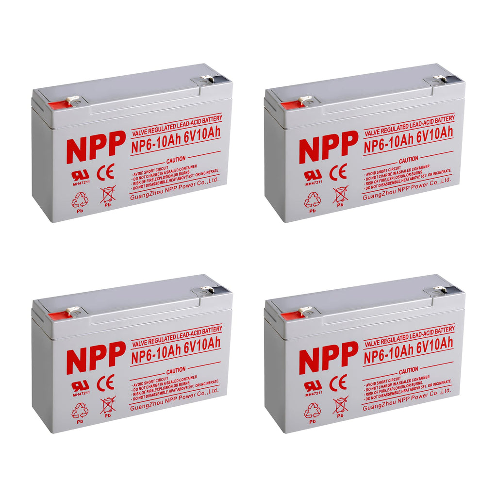 6V 10Ah Rechargeable Sealed Lead Acid Battery 4Pcs J40185