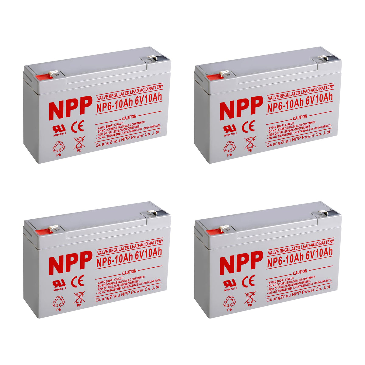 6V 10Ah Rechargeable Sealed Lead Acid Battery 4Pcs J40185