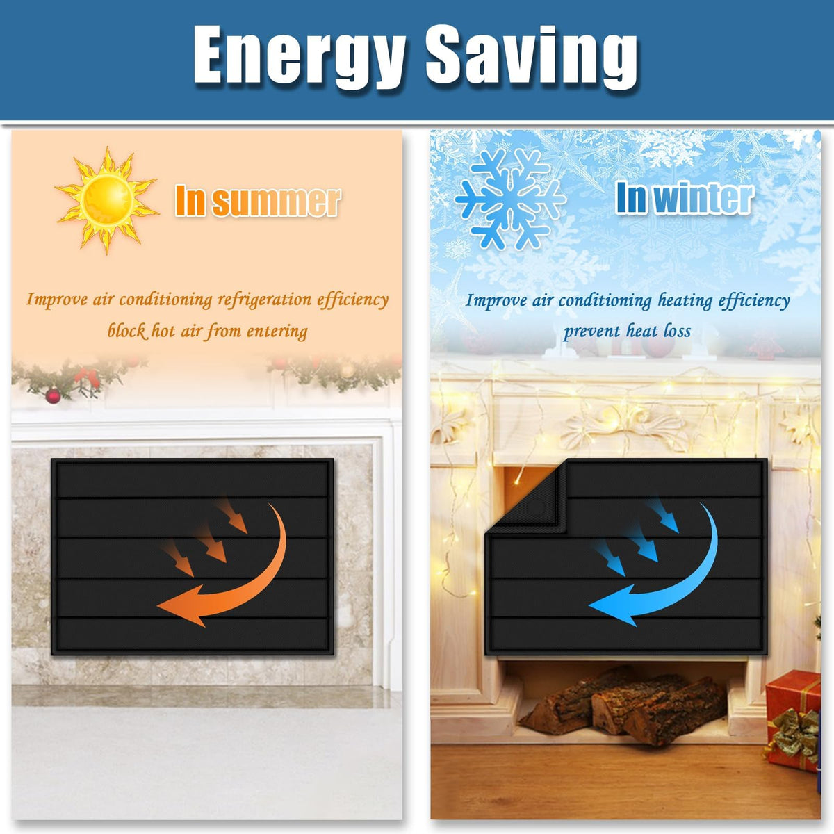 Magnetic Fireplace Cover 39"x32" Draft Stopper I8100
