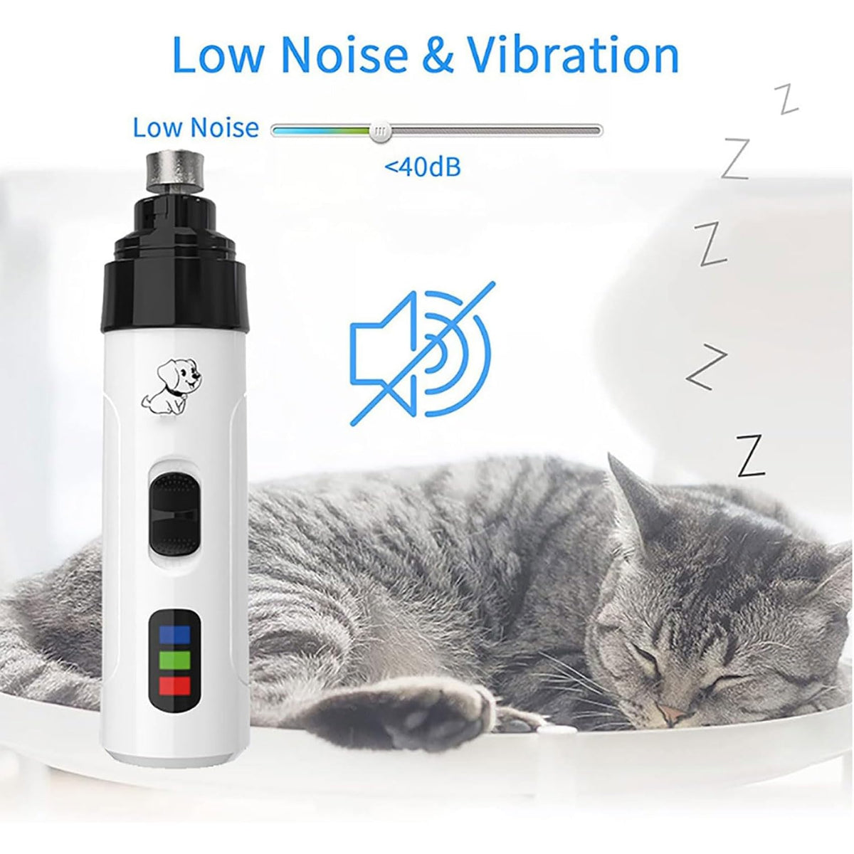 Rechargeable Quiet Low Vibration Electric Dog Nail Grinder & Trimmer with LED Light N4531
