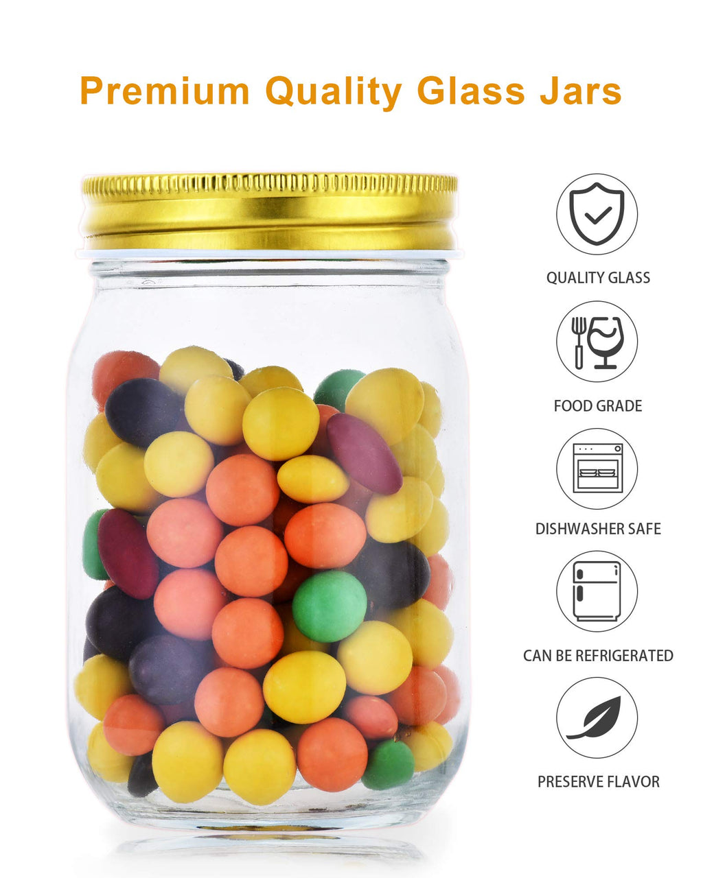 12oz Glass Mason Jars with Lids 20 Pack Z79500