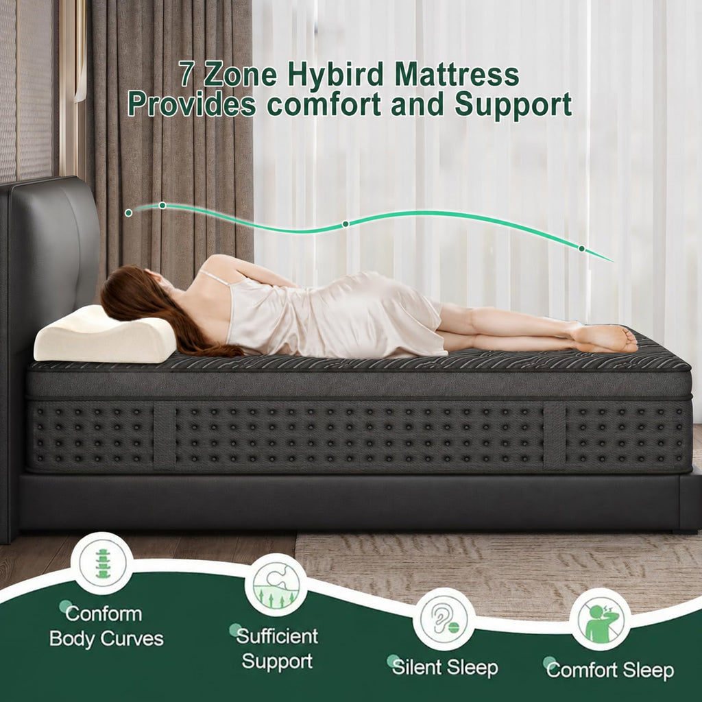 14 Inch Medium Firm Full Pocket Spring Hybrid Mattress V57232