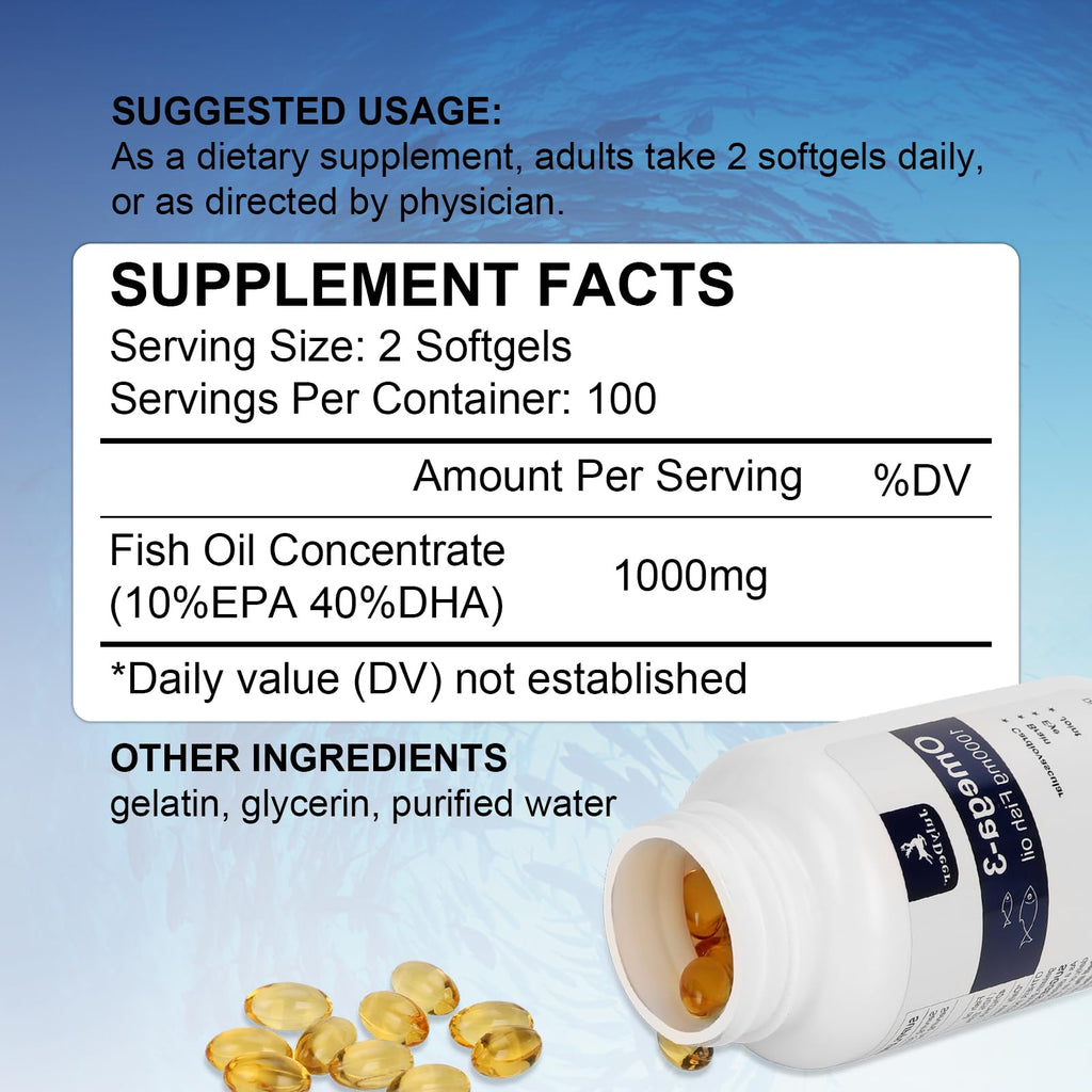Omega 3 Fish Oil 1000 mg 200 Softgels N4854