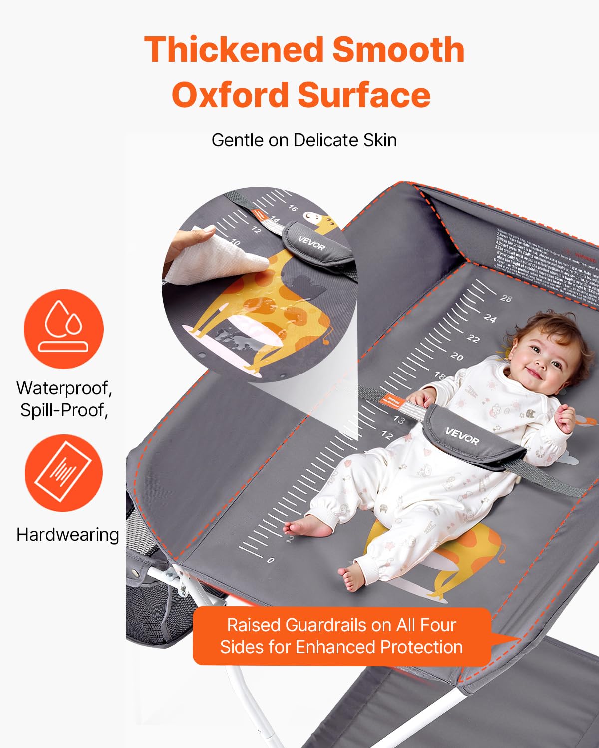 Foldable Baby Changing Table with Side Basket R6167
