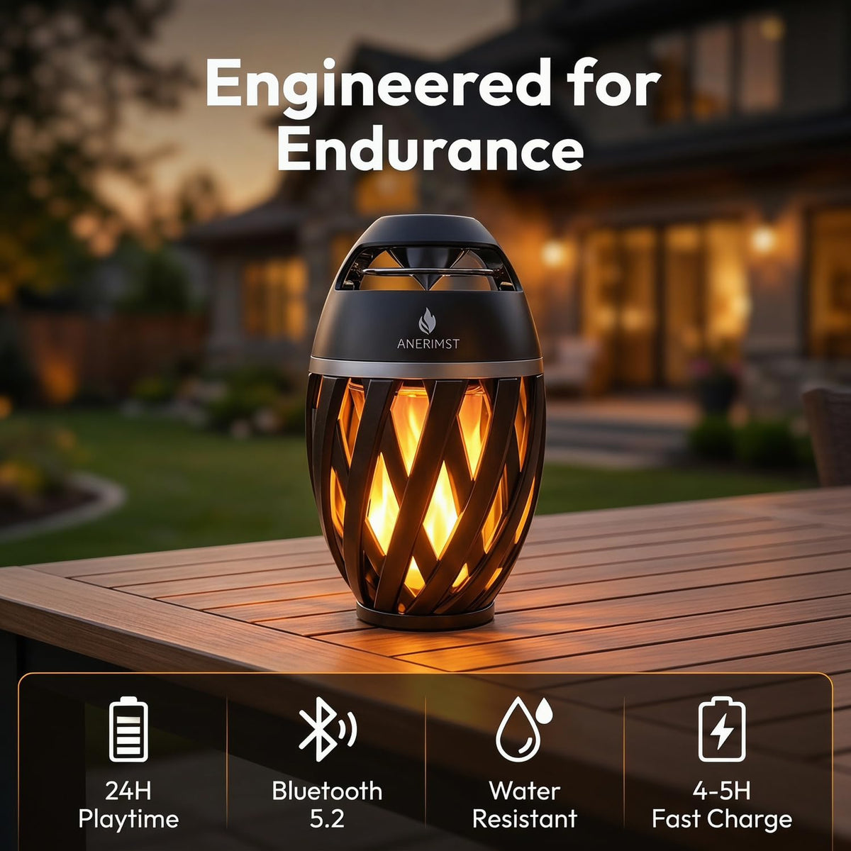 Black 2 Pack Waterproof Bluetooth Speaker with LED Torch Light X46280