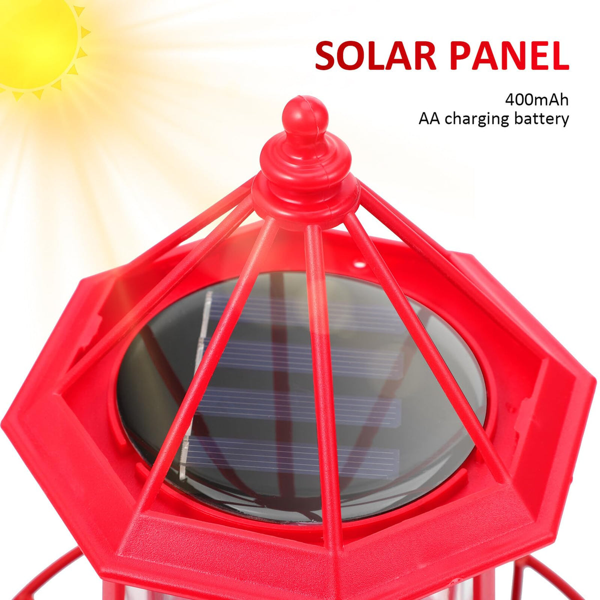 Solar Powered Rotating Lighthouse Figurine I6830