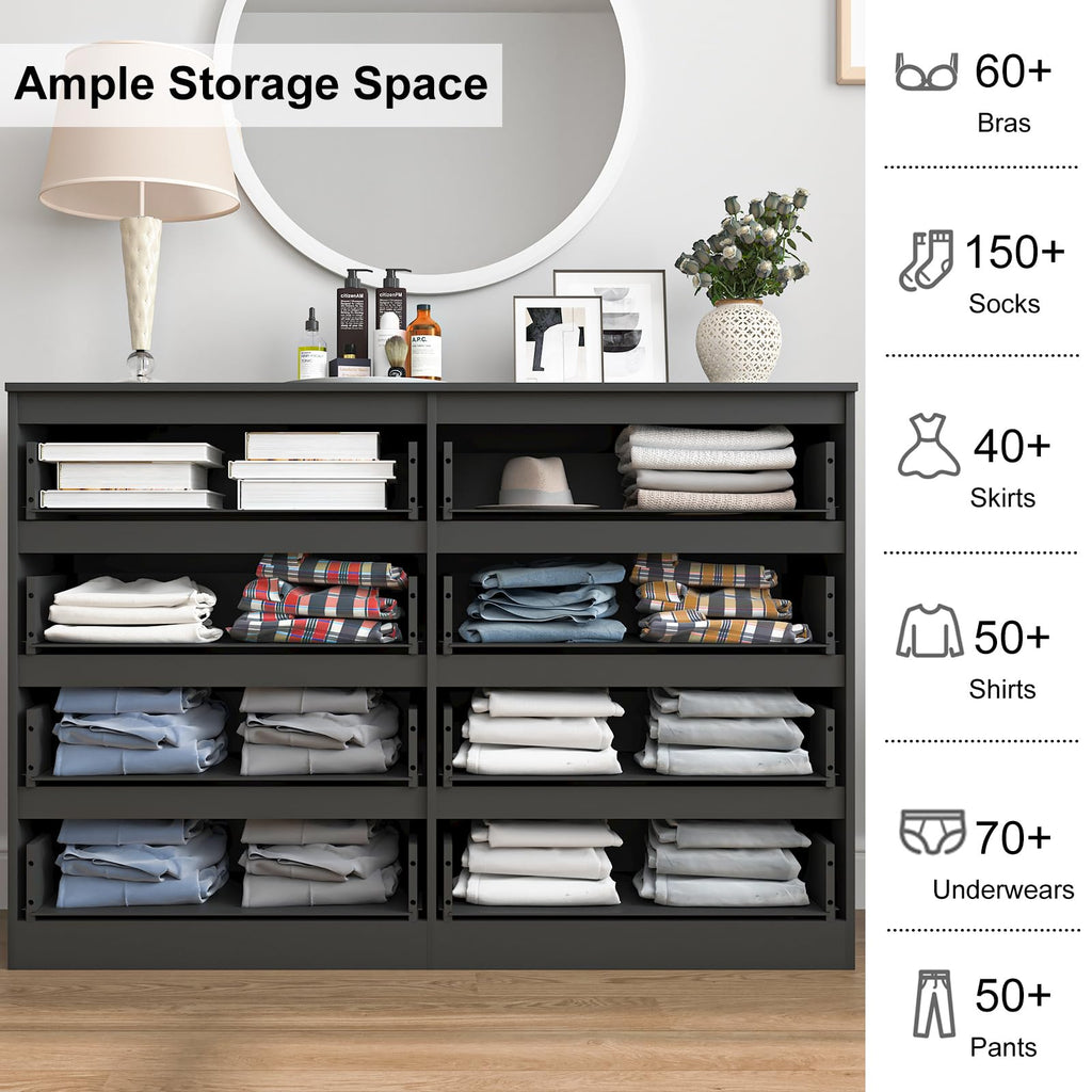 Black 8 Drawer Double Dresser L673756
