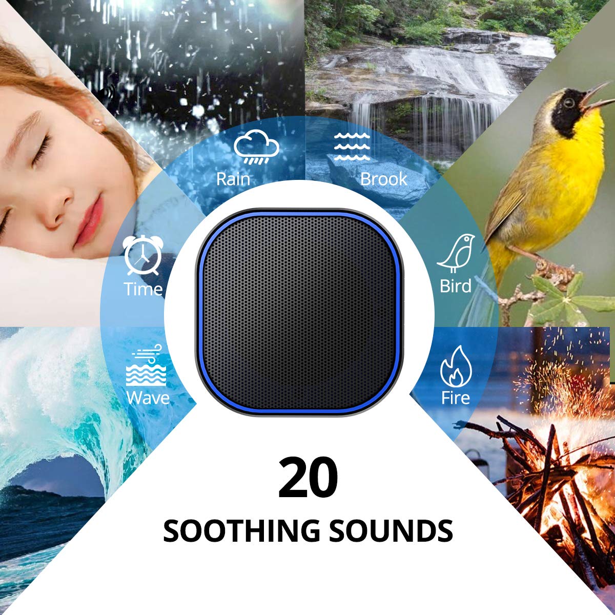 White Noise Machine with 20 Non Looping Sounds F81588