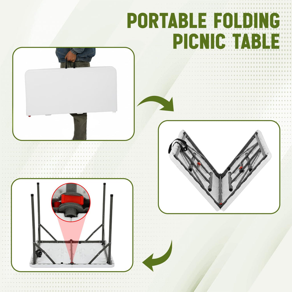 White Plastic Folding Card Table with Carrying Handle W819541