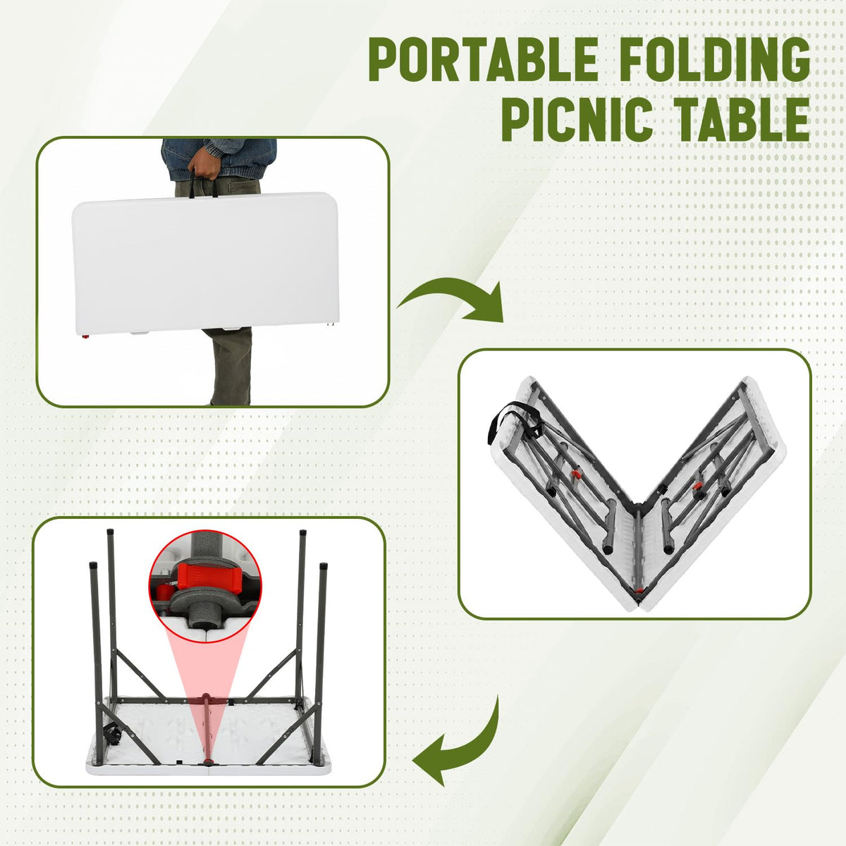 White Plastic Folding Card Table with Carrying Handle W819541