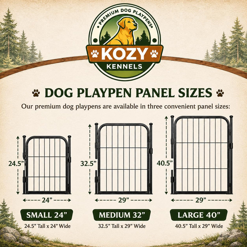 24 inch 8 Panel Portable Black Metal Pet Playpen P592609