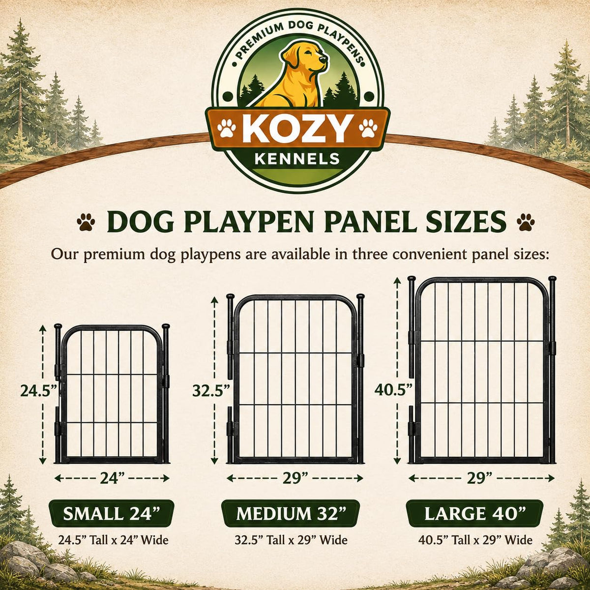 24 inch 8 Panel Portable Black Metal Pet Playpen P592609