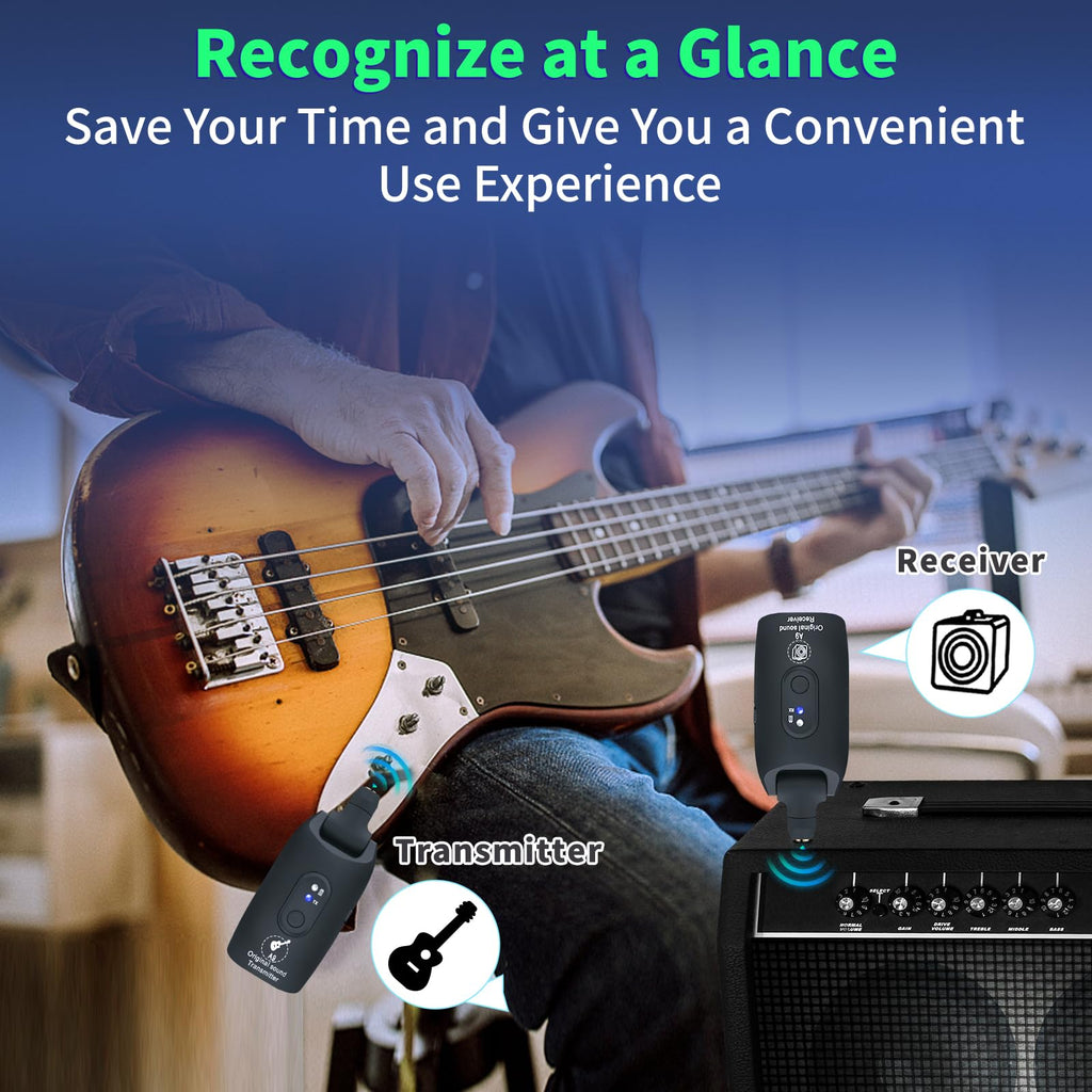Wireless Guitar System 2.4GHz Transmitter and Receiver Black I72354
