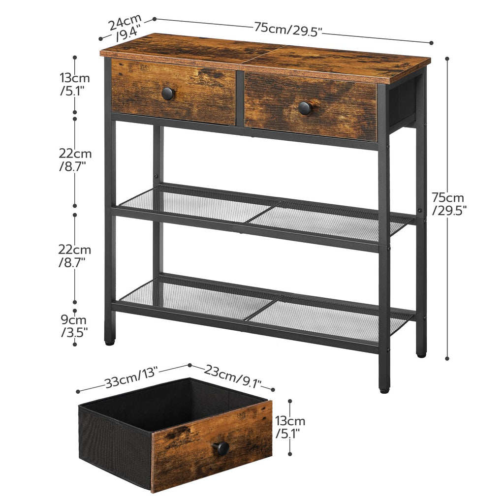 29.5" Narrow Console Table with 2 Fabric Drawers Y396120