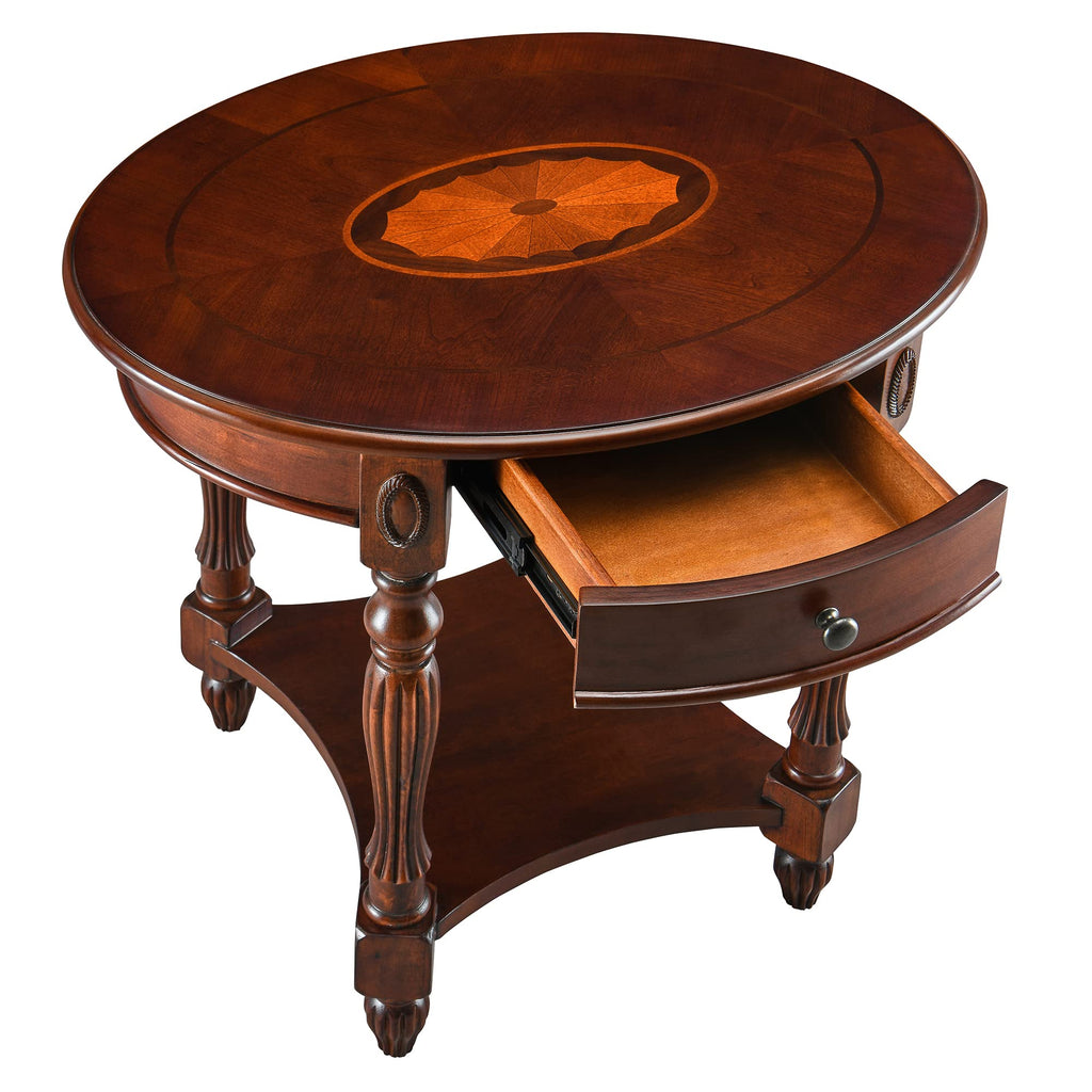 Solid Wood Oval End Table with Drawer H869