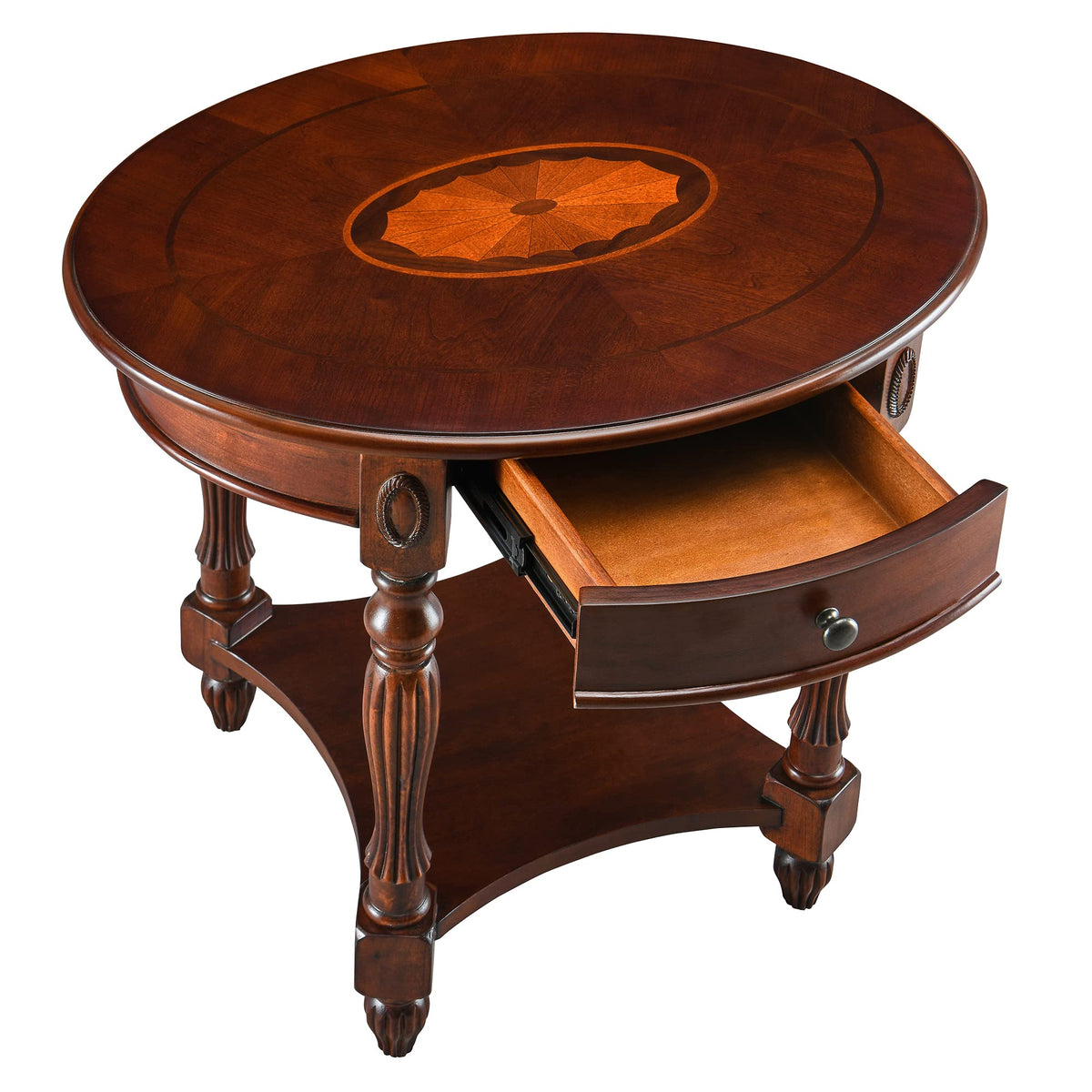 Solid Wood Oval End Table with Drawer H869