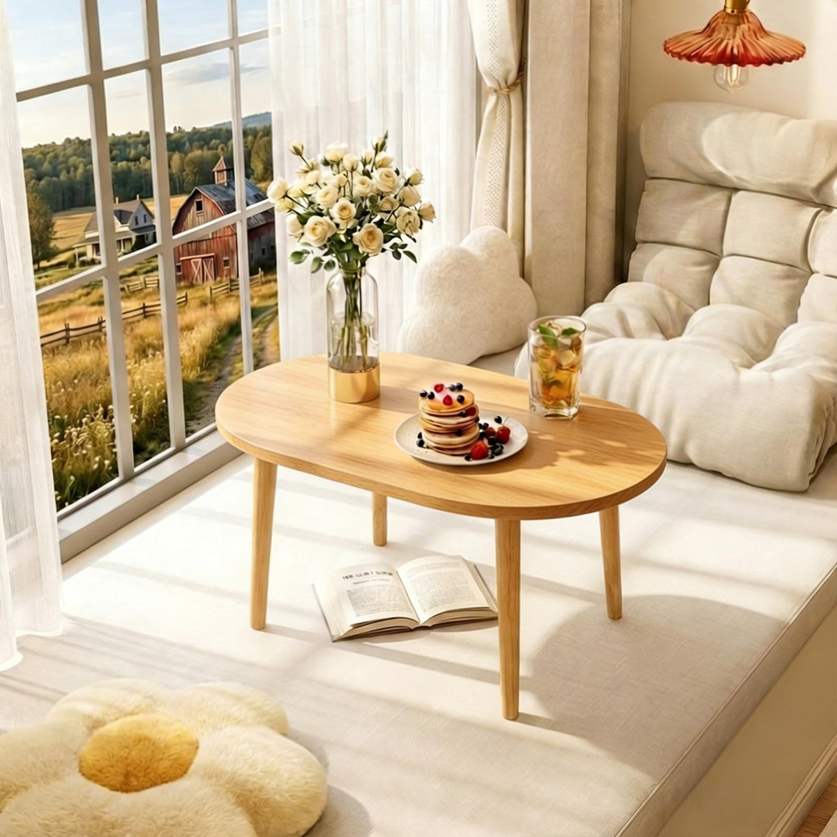 Oval Coffee Table Natural 19.7"D x 31.5"W x 16"H I54014