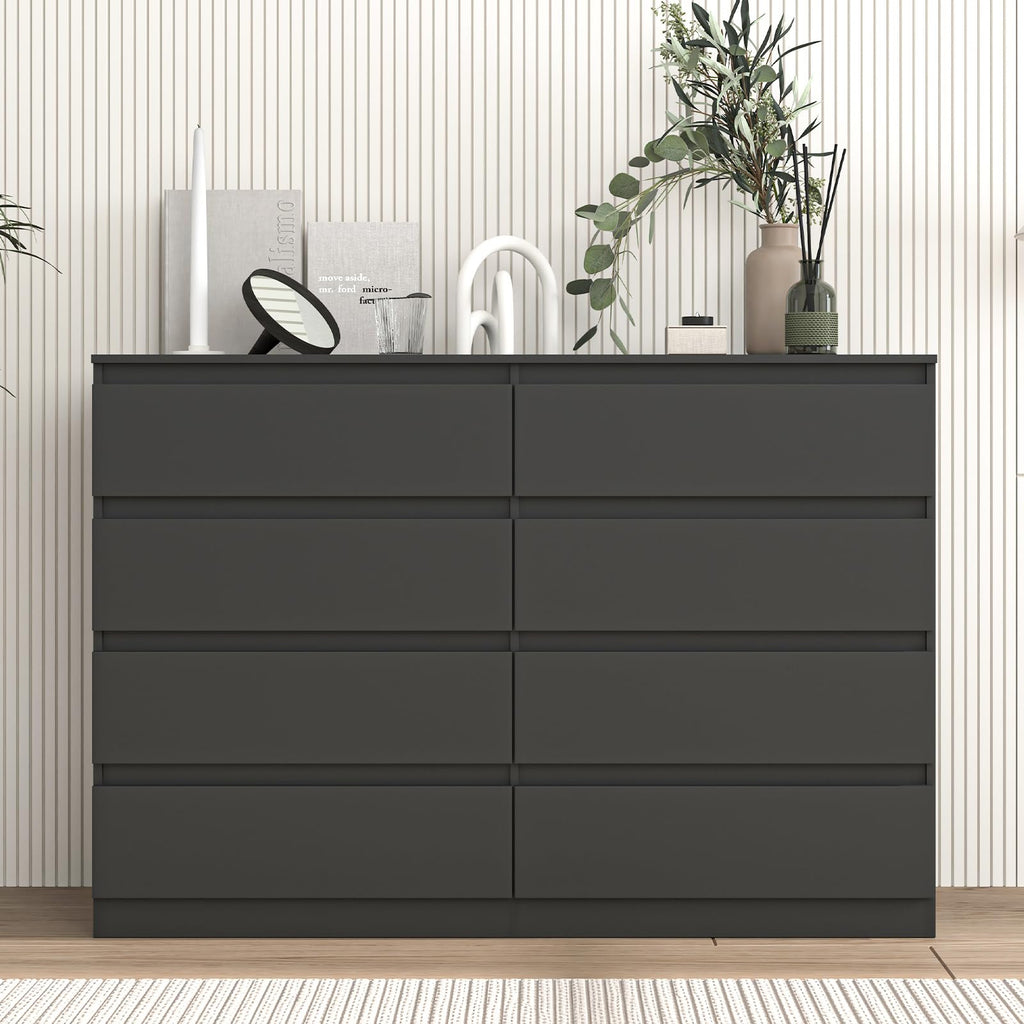 Black 8 Drawer Double Dresser L673756