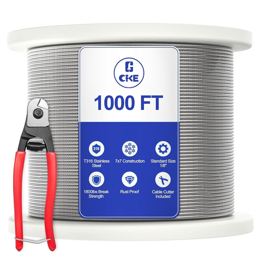 1/8" Stainless Steel Wire Rope Cable 7x7 Strands H355654