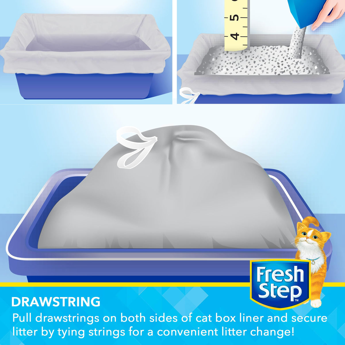 Unscented Drawstring Cat Litter Box Liners, 15 Ct D63232