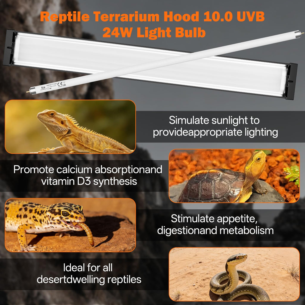24W 22'' UVB Reptile Light Fixture Combo Kit Y129