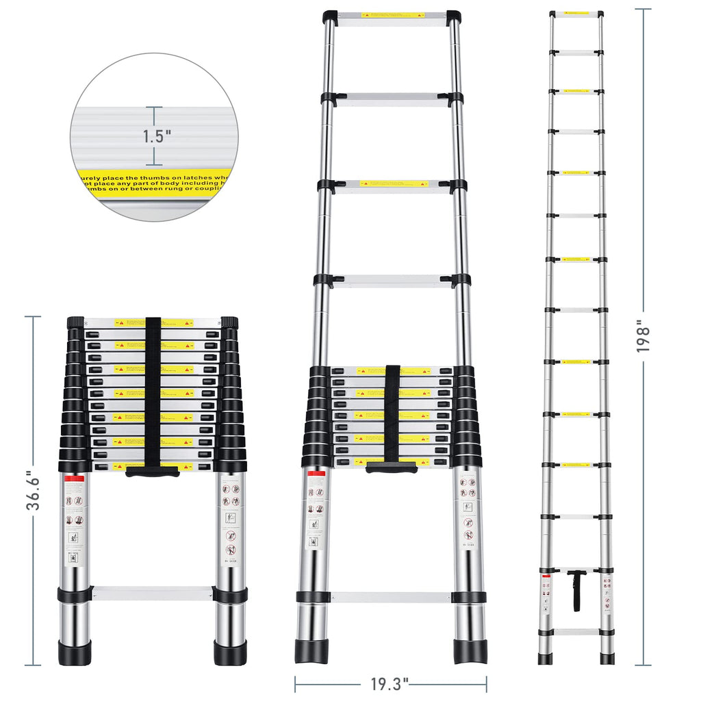 16.5FT Aluminum Telescoping Ladder 330 lbs V516