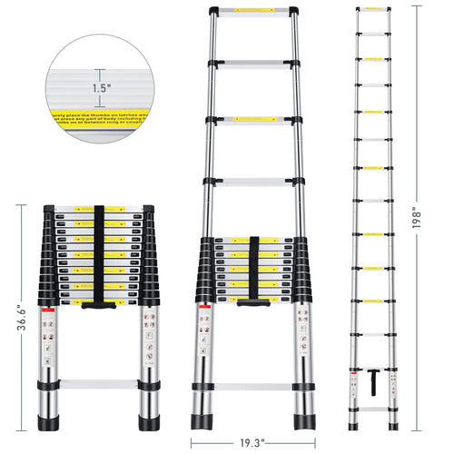 16.5FT Aluminum Telescoping Ladder 330 lbs V516