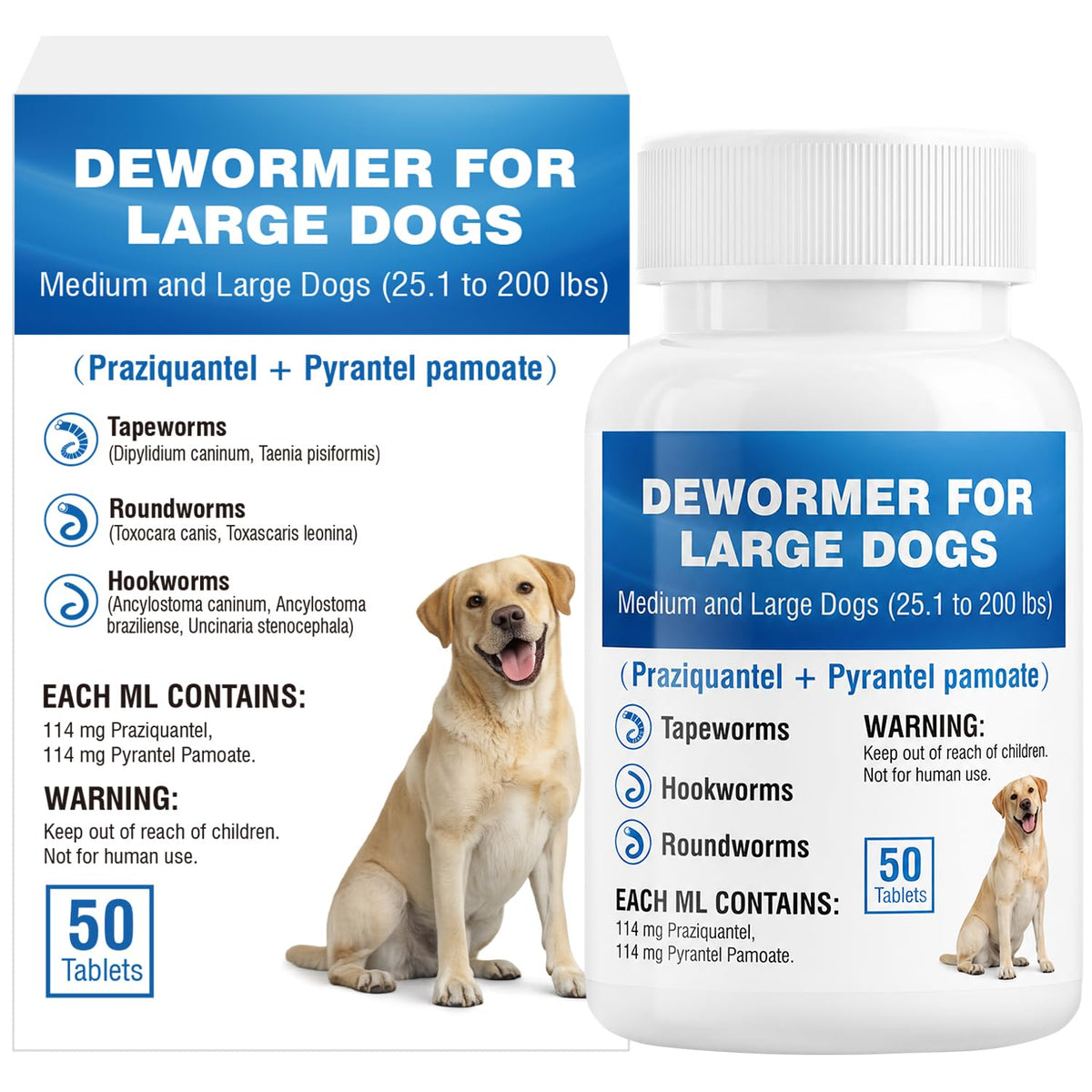 Dog Tapeworm Roundworm & Hookworm Oral Treatment Tablets A727