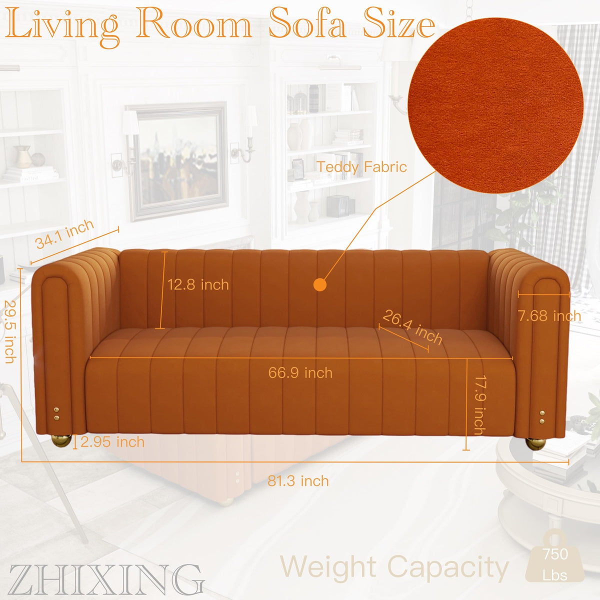 Velvet Sofa Set with Gold Metal Legs F3677