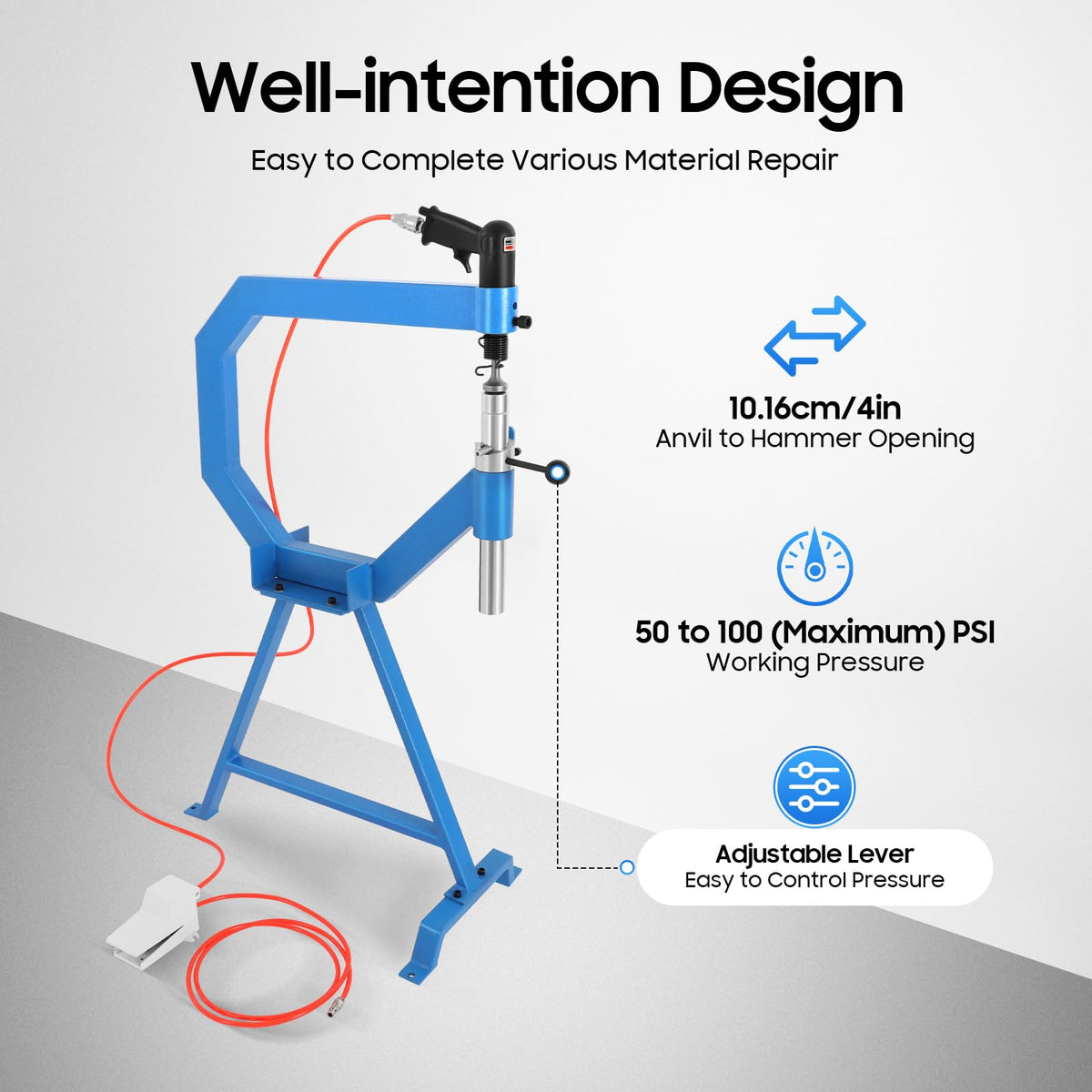 Pneumatic Planishing Hammer 4" 100 Psi Foot Pedal Control R178916