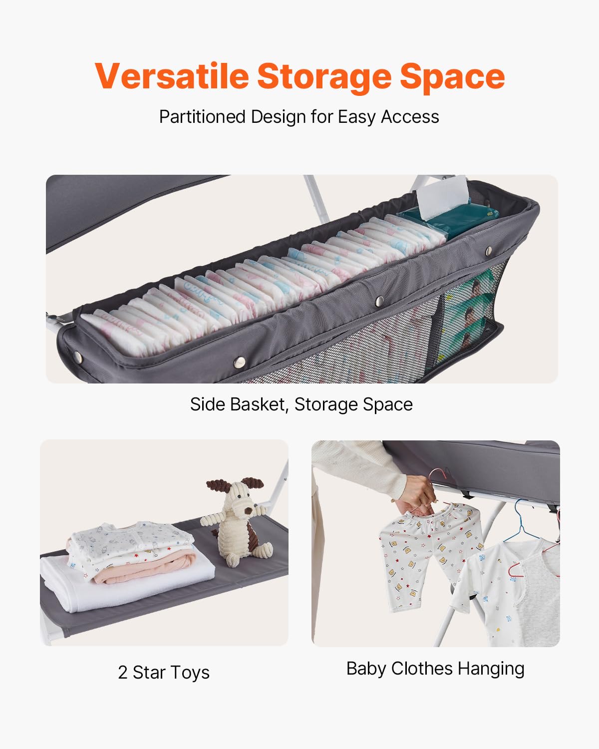 Foldable Baby Changing Table with Side Basket R6167
