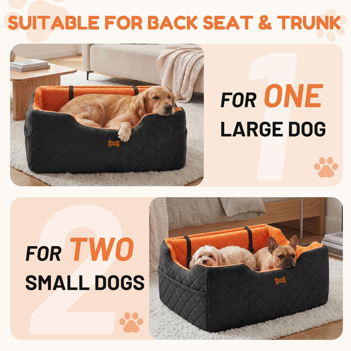 Dog Car Seat up to 55 lbs Black D8686